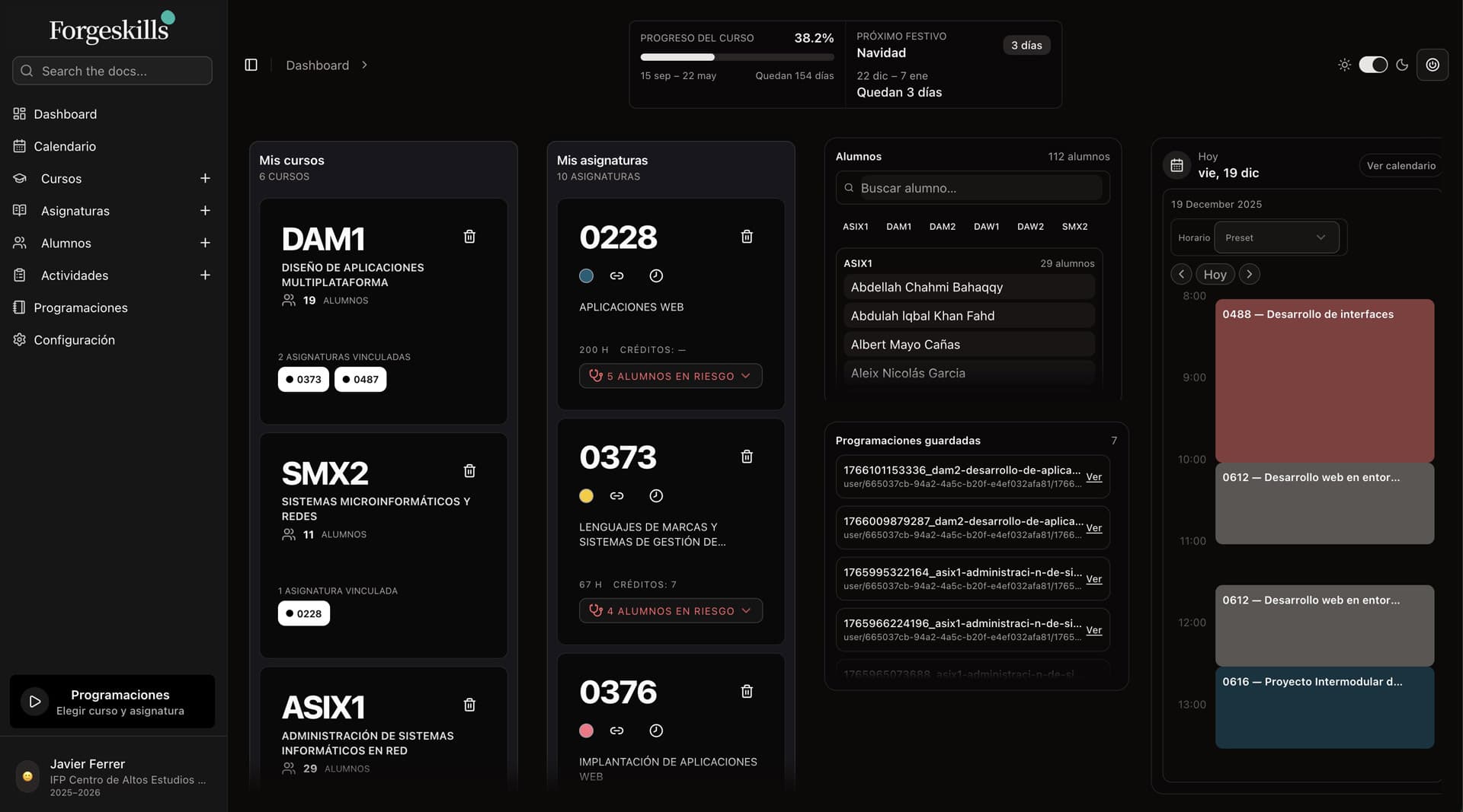 Panel de beneficios de ForgeSkills